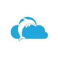 Dolphin cloud vector logo design. Dolphin and cloud icon simple sign.