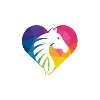cabeza de caballo con diseño de logotipo en forma de corazón. plantilla de amor de caballo. vector