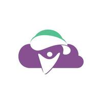 paracaidista con paracaídas y diseño de logotipo de vector de icono de nube. paracaidista moderno con icono de paracaídas.