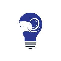 Elephant and light bulb logo design. Wise elephant children educational institute and organization concept design. vector