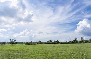 cielo azul y hermosa nube con árbol. fondo de paisaje llano para la temporada de verano. mejor vista meteorológica para viajar. paisaje del cielo foto