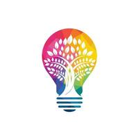 Abstract bulb lamp with tree logo design.  Nature idea innovation symbol. ecology, growth, development concept. vector