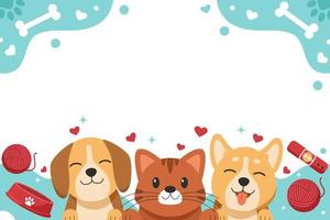 Cute Cat and Dogs Background vector