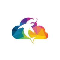 Shark and cloud vector logo design. Creative shark and cloud icon vector design template.