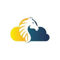 diseño de logotipo de nube y caballo. diseño creativo de iconos de caballos y nubes. vector