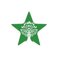 Star Tree Logo Design. unique tree concept. vector