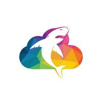 Shark and cloud vector logo design. Creative shark and cloud icon vector design template.