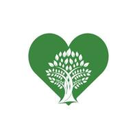 Tree heart logo design. Health and care logo design template. vector