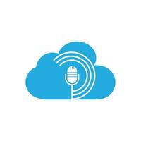 Podcast and cloud logo design. Studio table microphone with broadcast icon design. vector