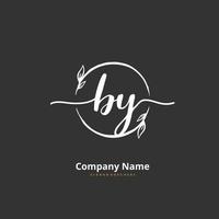 BY Initial handwriting and signature logo design with circle. Beautiful design handwritten logo for fashion, team, wedding, luxury logo. vector