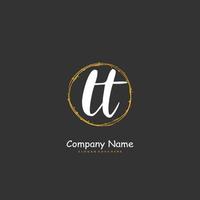 LT Initial handwriting and signature logo design with circle. Beautiful design handwritten logo for fashion, team, wedding, luxury logo. vector