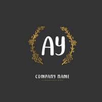 AY Initial handwriting and signature logo design with circle. Beautiful design handwritten logo for fashion, team, wedding, luxury logo. vector