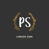 PS Initial handwriting and signature logo design with circle. Beautiful design handwritten logo for fashion, team, wedding, luxury logo. vector