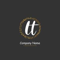 LT Initial handwriting and signature logo design with circle. Beautiful design handwritten logo for fashion, team, wedding, luxury logo. vector