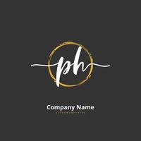 PH Initial handwriting and signature logo design with circle. Beautiful design handwritten logo for fashion, team, wedding, luxury logo. vector