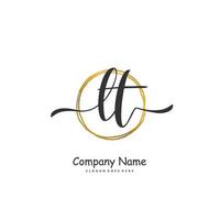 LT Initial handwriting and signature logo design with circle. Beautiful design handwritten logo for fashion, team, wedding, luxury logo. vector