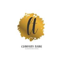 LT Initial handwriting and signature logo design with circle. Beautiful design handwritten logo for fashion, team, wedding, luxury logo. vector