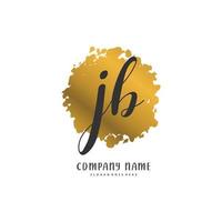 jb escritura a mano inicial y diseño de logotipo de firma con círculo. hermoso diseño de logotipo escrito a mano para moda, equipo, boda, logotipo de lujo. vector