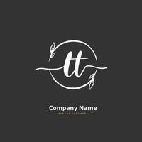 LT Initial handwriting and signature logo design with circle. Beautiful design handwritten logo for fashion, team, wedding, luxury logo. vector