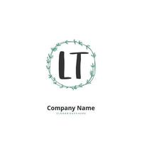 LT Initial handwriting and signature logo design with circle. Beautiful design handwritten logo for fashion, team, wedding, luxury logo. vector