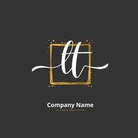 LT Initial handwriting and signature logo design with circle. Beautiful design handwritten logo for fashion, team, wedding, luxury logo. vector