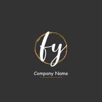 FY Initial handwriting and signature logo design with circle. Beautiful design handwritten logo for fashion, team, wedding, luxury logo. vector