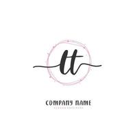 LT Initial handwriting and signature logo design with circle. Beautiful design handwritten logo for fashion, team, wedding, luxury logo. vector