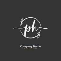 PH Initial handwriting and signature logo design with circle. Beautiful design handwritten logo for fashion, team, wedding, luxury logo. vector