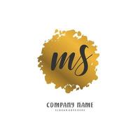 MS Initial handwriting and signature logo design with circle. Beautiful design handwritten logo for fashion, team, wedding, luxury logo. vector