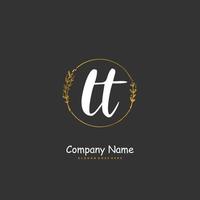 LT Initial handwriting and signature logo design with circle. Beautiful design handwritten logo for fashion, team, wedding, luxury logo. vector