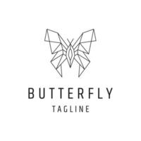 plantilla de vector plano de logotipo de animal de línea de mariposa
