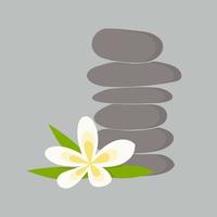 logotipo de equilibrio de flores y rocas vector