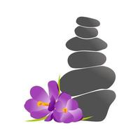 equilibrio de roca y logotipo de flor vector