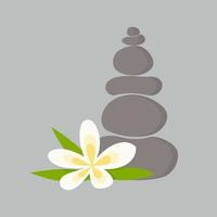 logotipo de equilibrio de flores y rocas vector