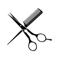 scissors and comb icon vector