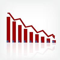 Global Recession Background. illustration of economic recession with red arrow symbol falling down vector