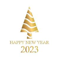 Abstract golden christmas tree, holiday symbol xmas, new year 2023 - Vector