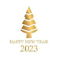 Abstract golden christmas tree, holiday symbol xmas, new year 2023 - Vector