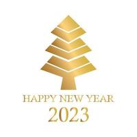 Abstract golden christmas tree, holiday symbol xmas, new year 2023 - Vector