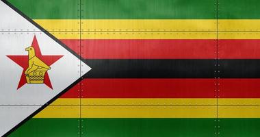 3D Flag of Zimbabwe on metal photo