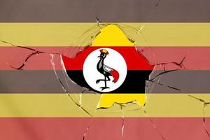 3d bandera de uganda en vidrio foto