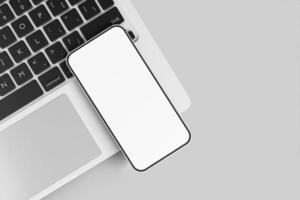 Macbook pro with smartphone website presentation mockup photo