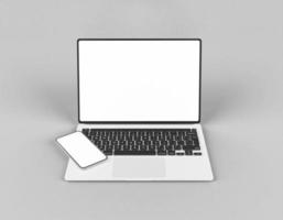 Macbook pro with smartphone website presentation mockup photo