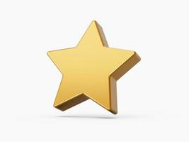 Golden star icon isolated on white background. 3d illustration photo