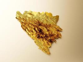 Bosnia Map Golden metal Color Height map Background 3d illustration photo