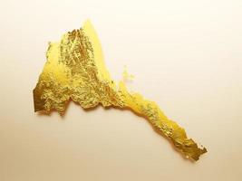 Eritrea Map Golden metal Color Height map Background 3d illustration photo