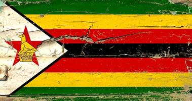 3D Flag of Zimbabwe on wood photo