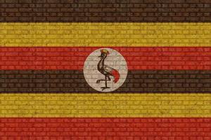 3D Flag of Uganda on brick wall photo