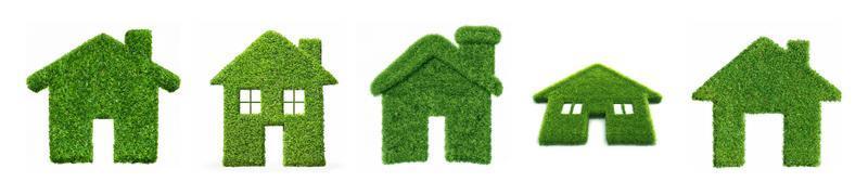 3D illustration, Green grass home icon. photo