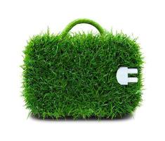 Green grass battery icon. photo